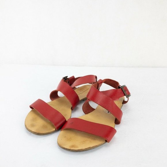 Lorenzo Chelini Womens Sandals Red 7 Flat Strap Open Toe Casual Made In Italy - Picture 1 of 6